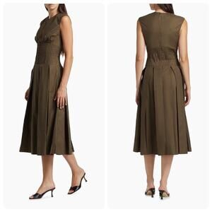 Reformation Verona Midi Dress Size 8 – Brown (Dark Taupe) Cotton Poplin, Corset